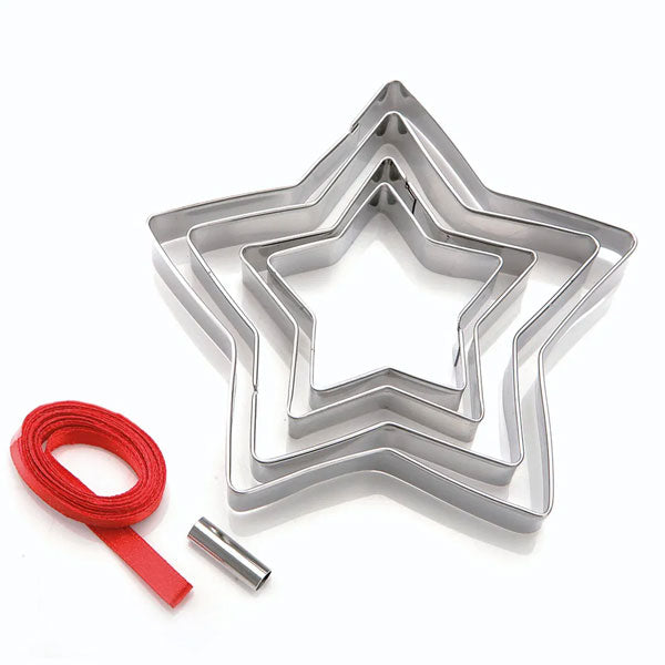 Tree Star Cutter Christmas Tree Star Cookie Cutters with Hole Punch & Ribbons from £6.95 ...