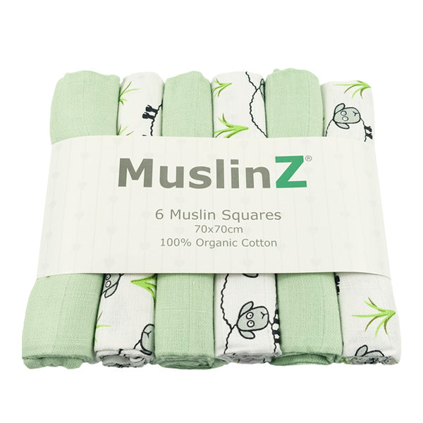 MuslinZ Organic Cotton Muslin Squares Sheep (6pk) from GBP