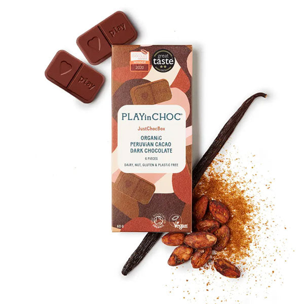 Playing Choc Playin Choc Organic Peruvian Cacao Dark Chocolate 60g from £5.30 GBP ...